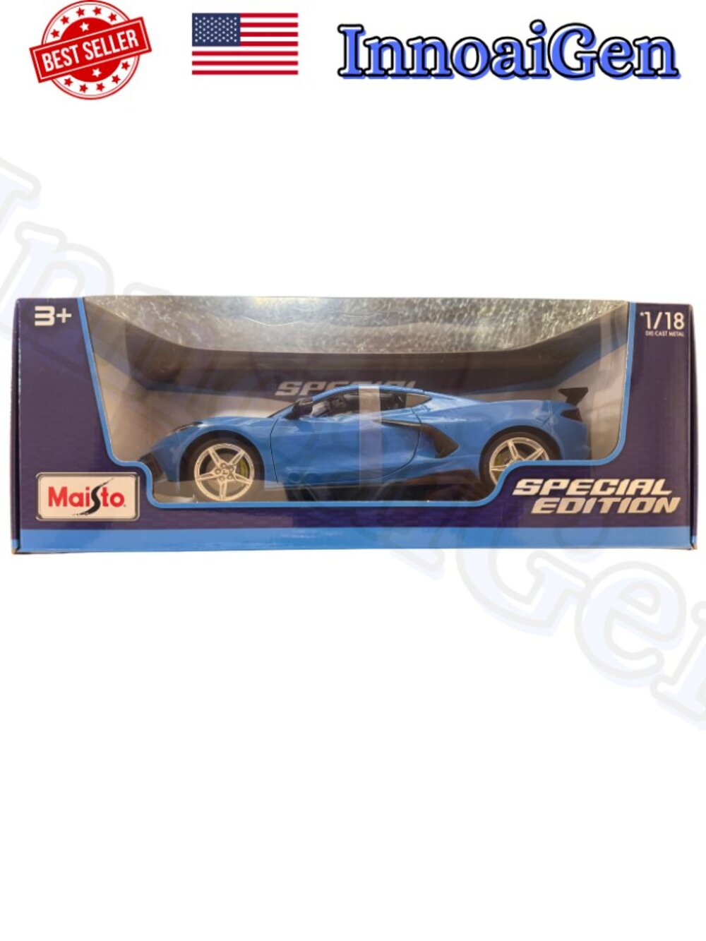 Maisto NWB 1:18 2020 Chevrolet Corvette Stingray Coupe Diecast Model Car Blue